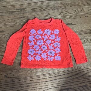 Crewcuts Red Long Sleeve Shirt with Purple Floral Design